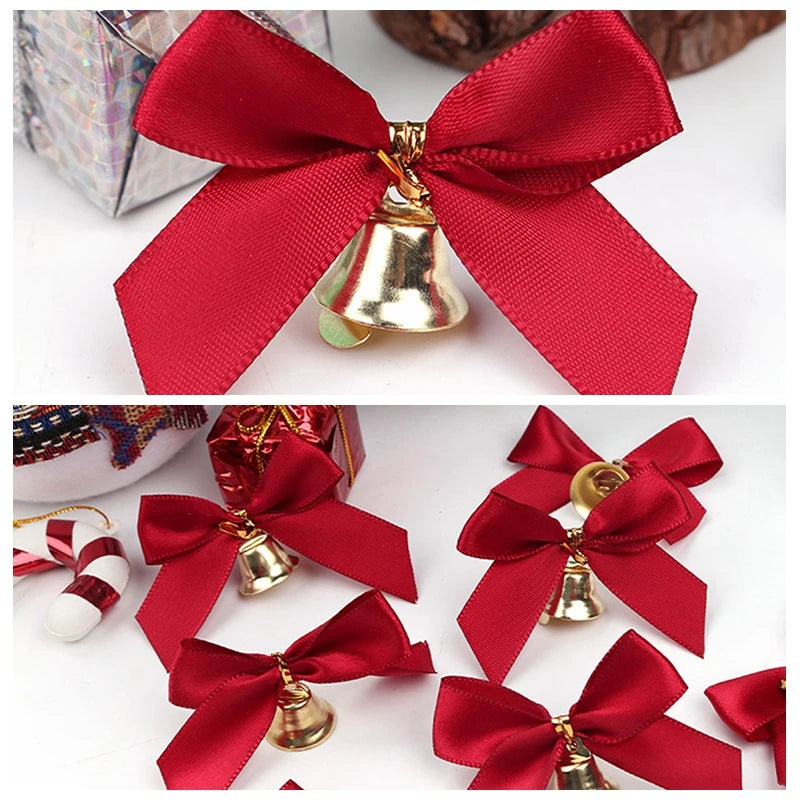 Weihnachtsdeko Schleifen Set mit Glocken aus Polyester, 10 Stück für elegante Weihnachtsdekoration 4