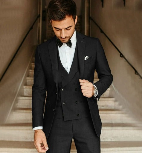 Fato elegante masculino de 3 peças em poliéster respirável
