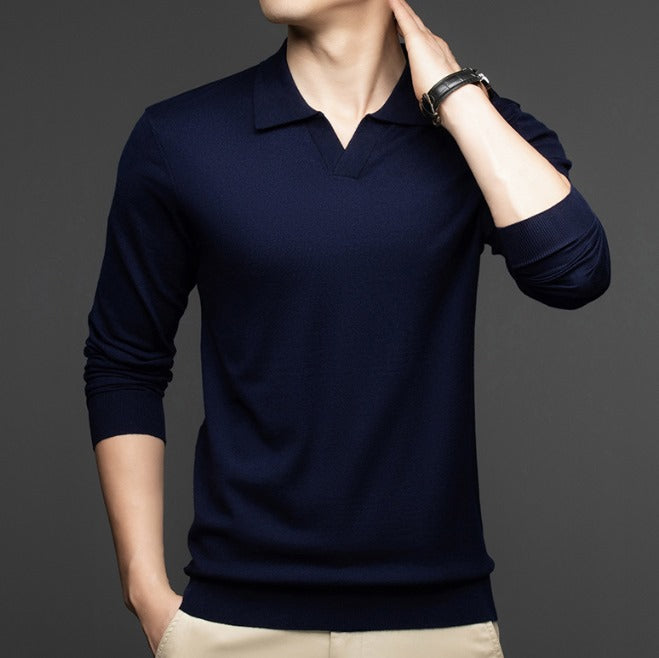 Men's long-sleeve polo shirt with modern cut – sophisticated & timeless
