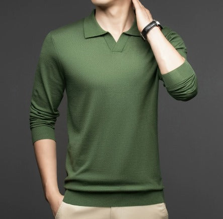 Men's long-sleeve polo shirt with modern cut – sophisticated & timeless