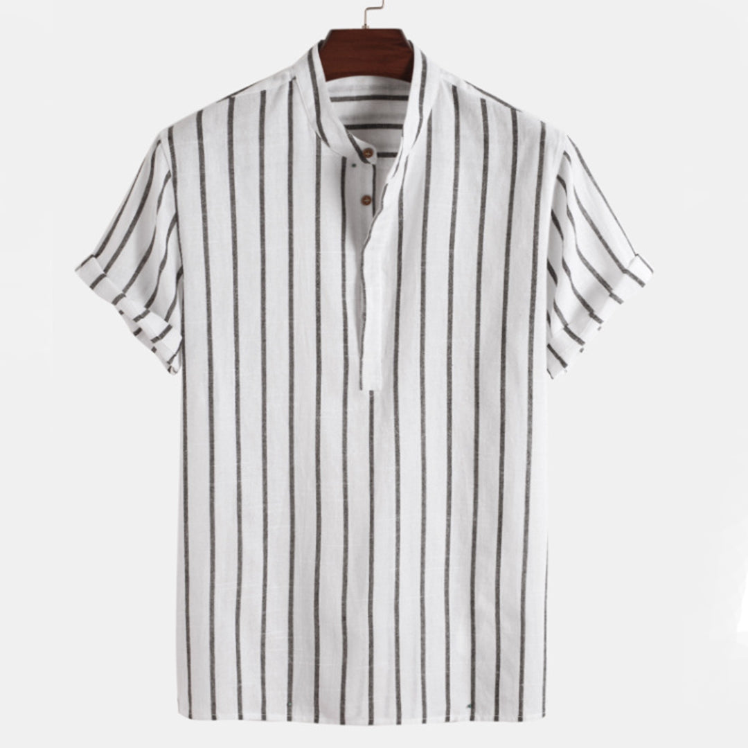 Herren Hemd Gestreift Casual Bequem Baumwolle-1