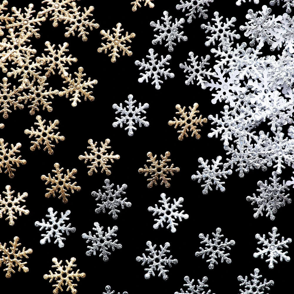 Winterliche Weihnachtsbaum Dekoration – 300 Glitzernde Schneeflocken aus Kunststoff, 2 cm Durchmesser, Ideal für Tisch- und Tortendekoration 3
