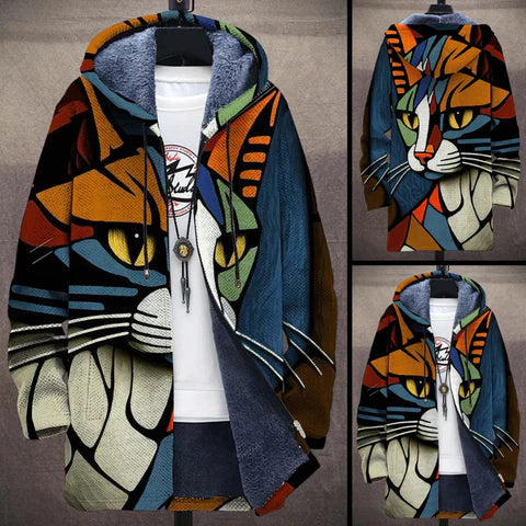 Stylische Damenjacke mit Katzenmotiv – Luftige Übergangsjacke für bequemen Alltagslook in Frühling und Herbst