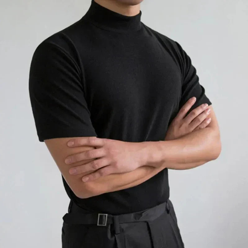 Basic men's T-shirt with high collar | Simple, comfortable & versatile