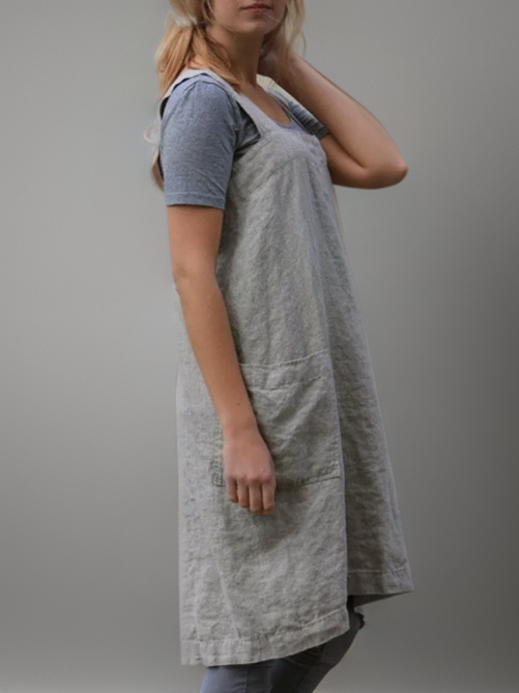 Cotton-linen apron dress | Light dress with pockets for summer days