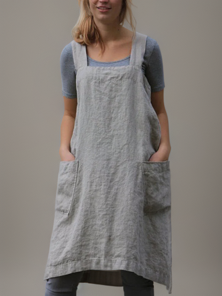 Cotton-linen apron dress | Light dress with pockets for summer days