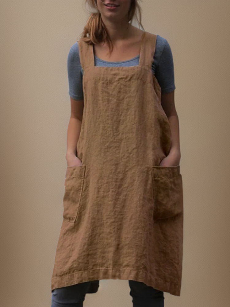 Cotton-linen apron dress | Light dress with pockets for summer days