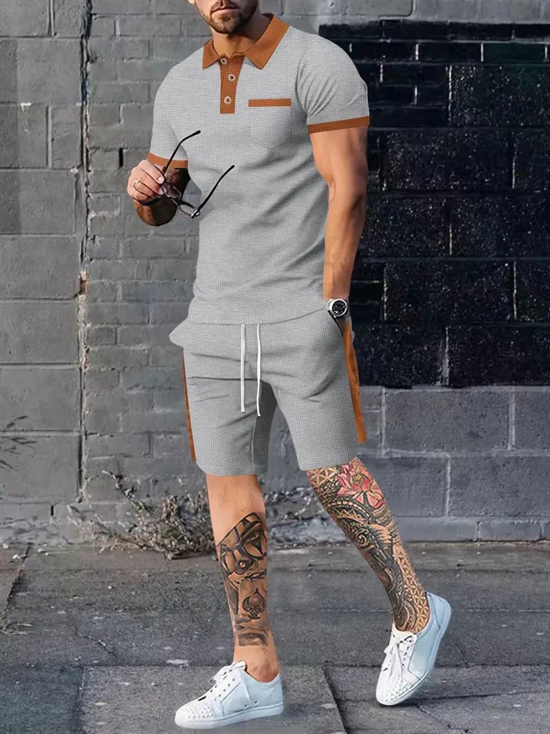 Herren Polohemd Blau Größe M Baumwolle und Schnürhose-5