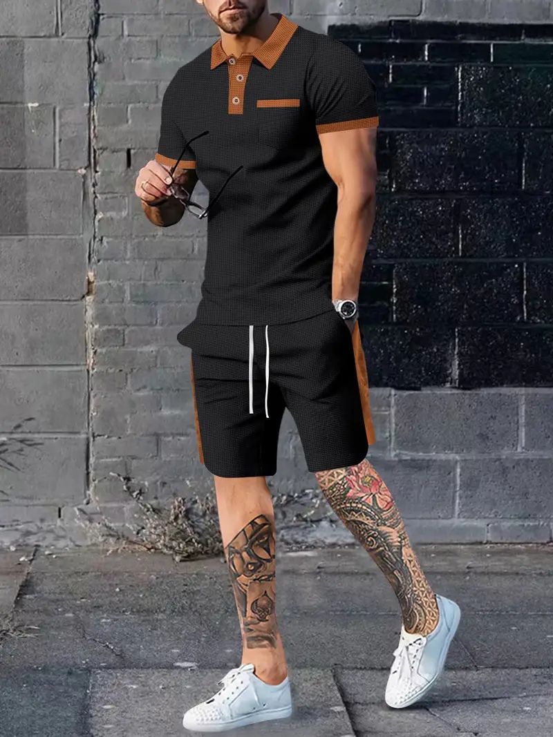 Herren Polohemd Blau Größe M Baumwolle und Schnürhose-3