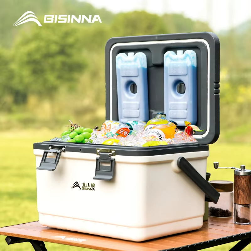Portable ice chest cooler box with high capacity for camping and travel
