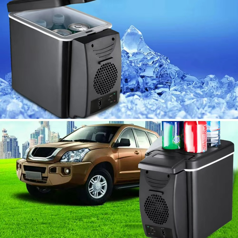 Compact car refrigerator and insulated cooler box for travel