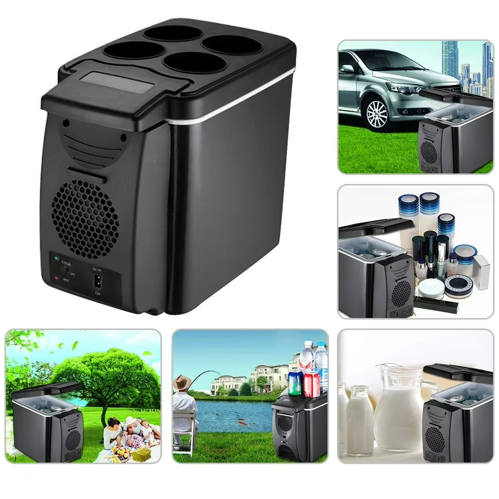 Compact car refrigerator and insulated cooler box for travel