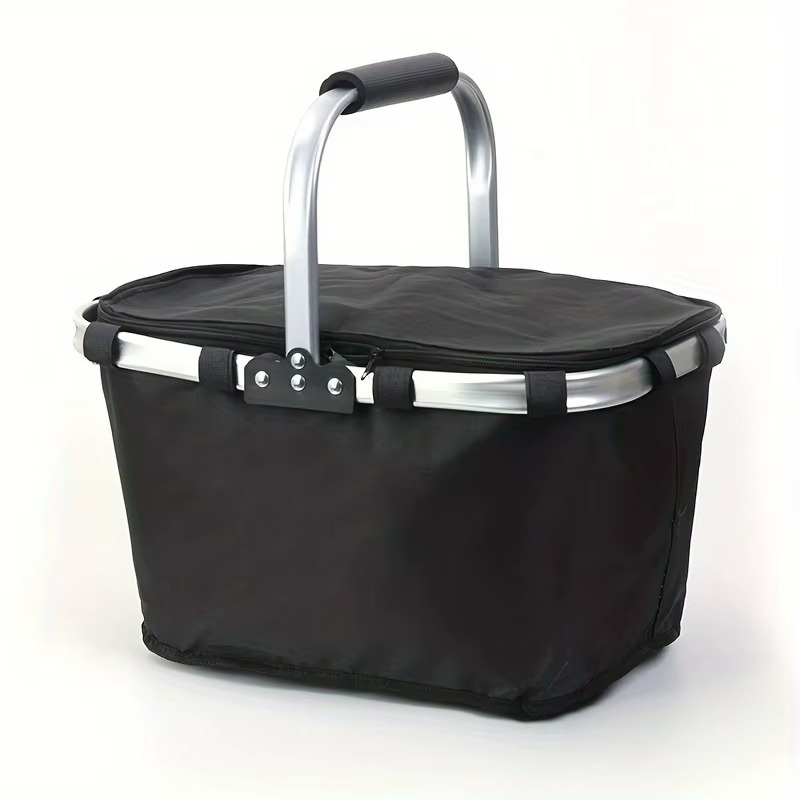 Portable thermal cooler bag foldable insulated picnic basket