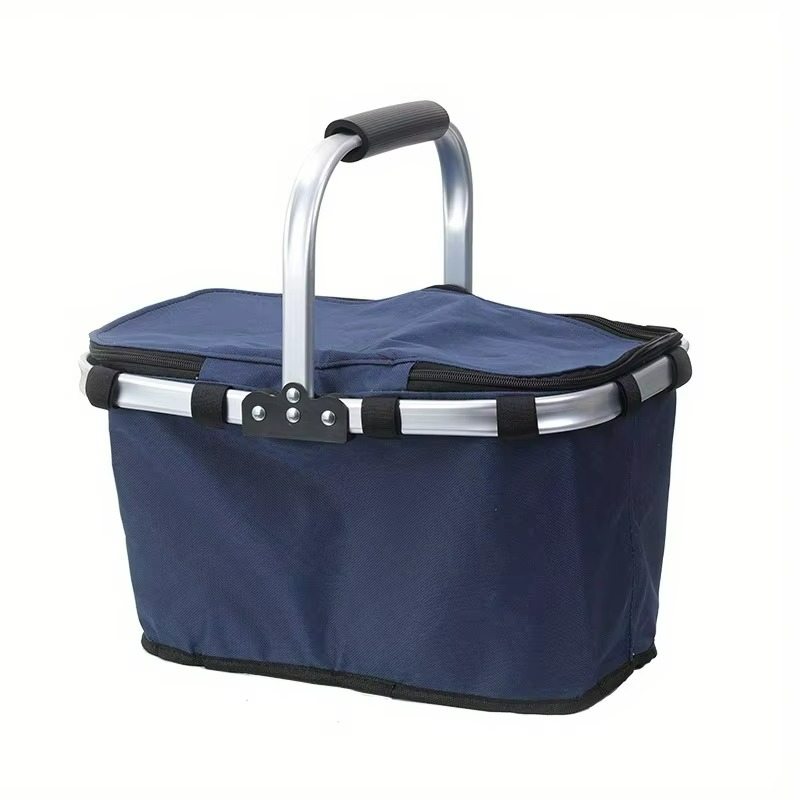 Portable thermal cooler bag foldable insulated picnic basket