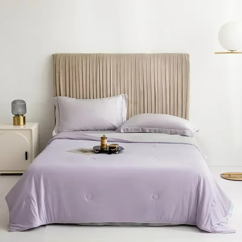 Cooling summer blanket with double-sided cold-touch fabric
