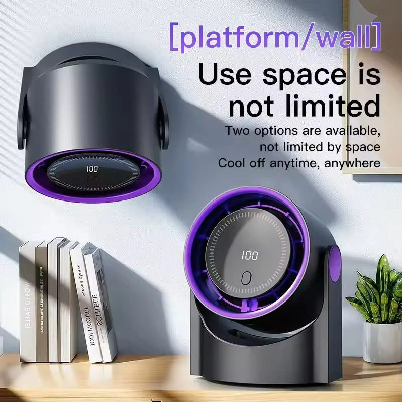Quiet table fan with digital display and wireless portability