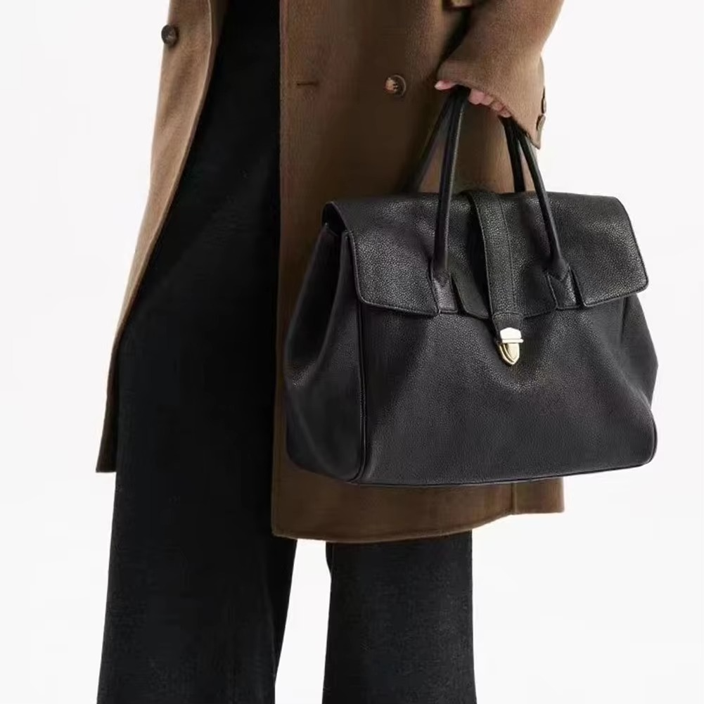 Elegante mala Boston para senhora – Mala de mão luxuosa com pega e alça de ombro ajustável
