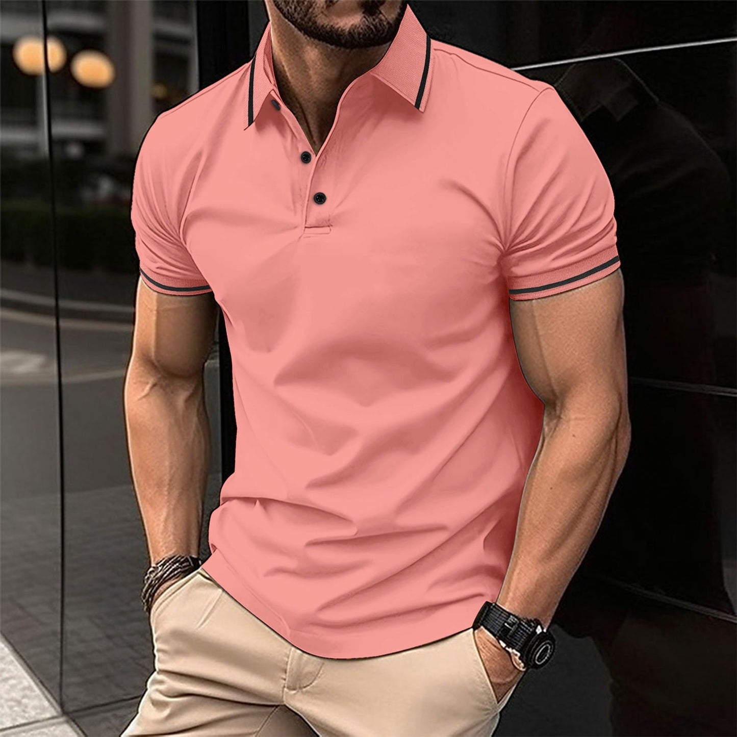 Herren Polo Shirt Grün Größe M Baumwolle Atmungsaktiv Casual Stilvoll-2