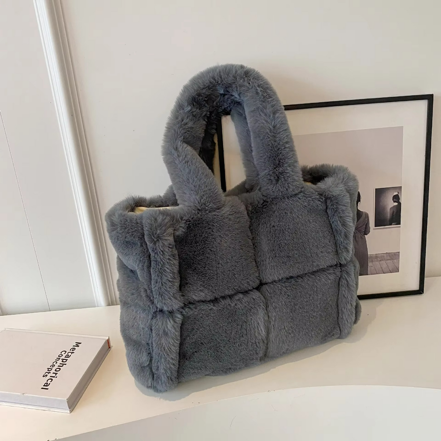 Bolso bandolera de peluche para mujer – Alta capacidad, bolso de hombro suave para ocasiones elegantes