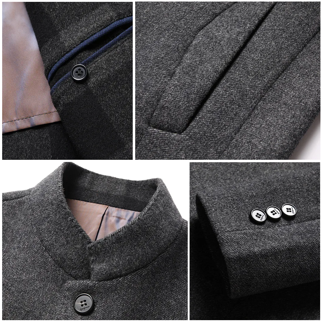 Herrenmantel Lang Schwarz Wasserdicht Atmungsaktiv Steppung Polyester-5