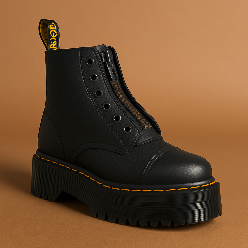Women's ankle boots black elegant design durable leather