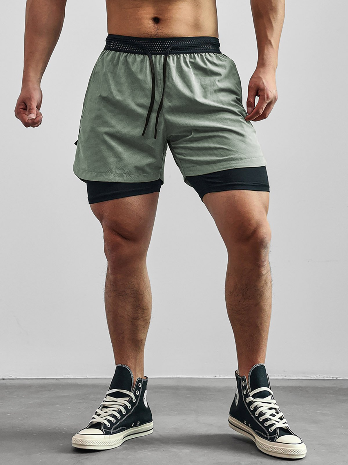 Variant image for Männer Kurze Sportshorts 2-in-1 Atmungsaktiv Elastischer Bund Leicht-11