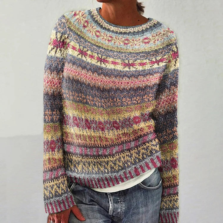 Cozy sweater with ethnic design for unique style