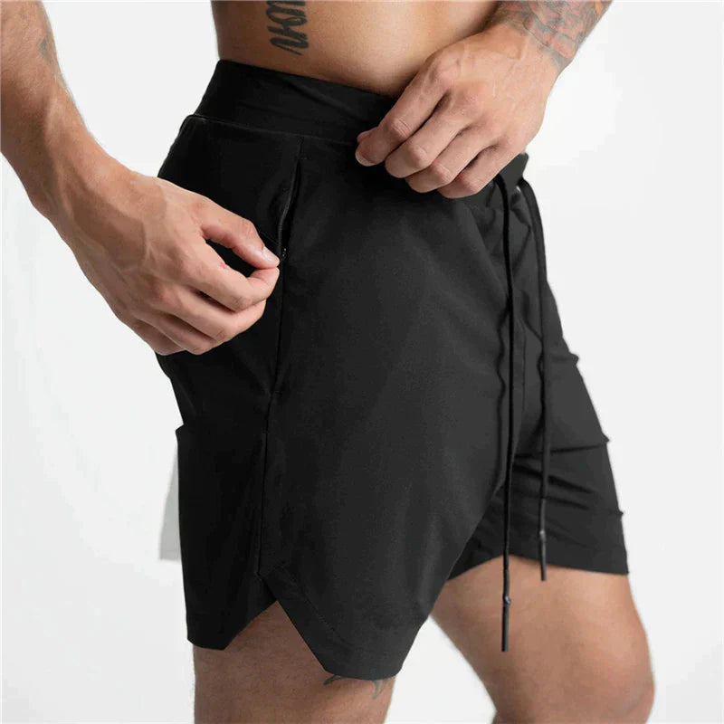 Herren Sportshorts Atmungsaktiv Leicht Mit Reißverschlussfächern Elastischer Bund-3