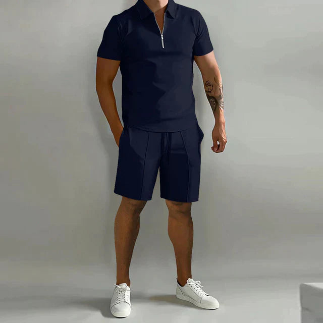 Conjunto de verão luxuoso de polo e calções para homem | Elegante, estiloso e confortável