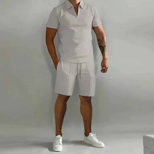 Conjunto de verão luxuoso de polo e calções para homem | Elegante, estiloso e confortável