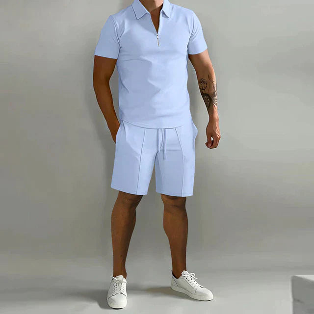 Conjunto de verão luxuoso de polo e calções para homem | Elegante, estiloso e confortável