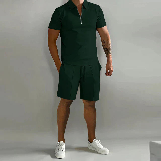 Conjunto de verão luxuoso de polo e calções para homem | Elegante, estiloso e confortável