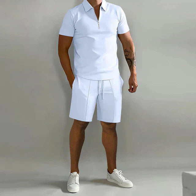Conjunto de verão luxuoso de polo e calções para homem | Elegante, estiloso e confortável