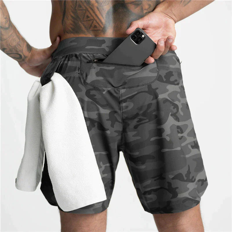 Herren Sportshorts Atmungsaktiv Leicht Mit Reißverschlussfächern Elastischer Bund-6