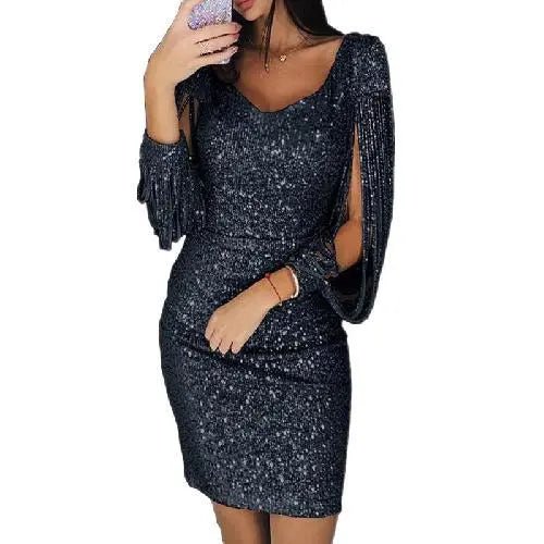 Damen Abendkleid Schwarz Größe M Glitzerstoff für Hochzeit-4