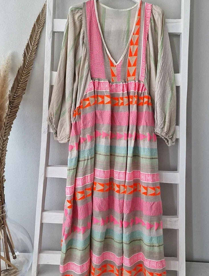 Damen Kleid Bunt Größe M Leicht Baumwolle Sommerkleid-6