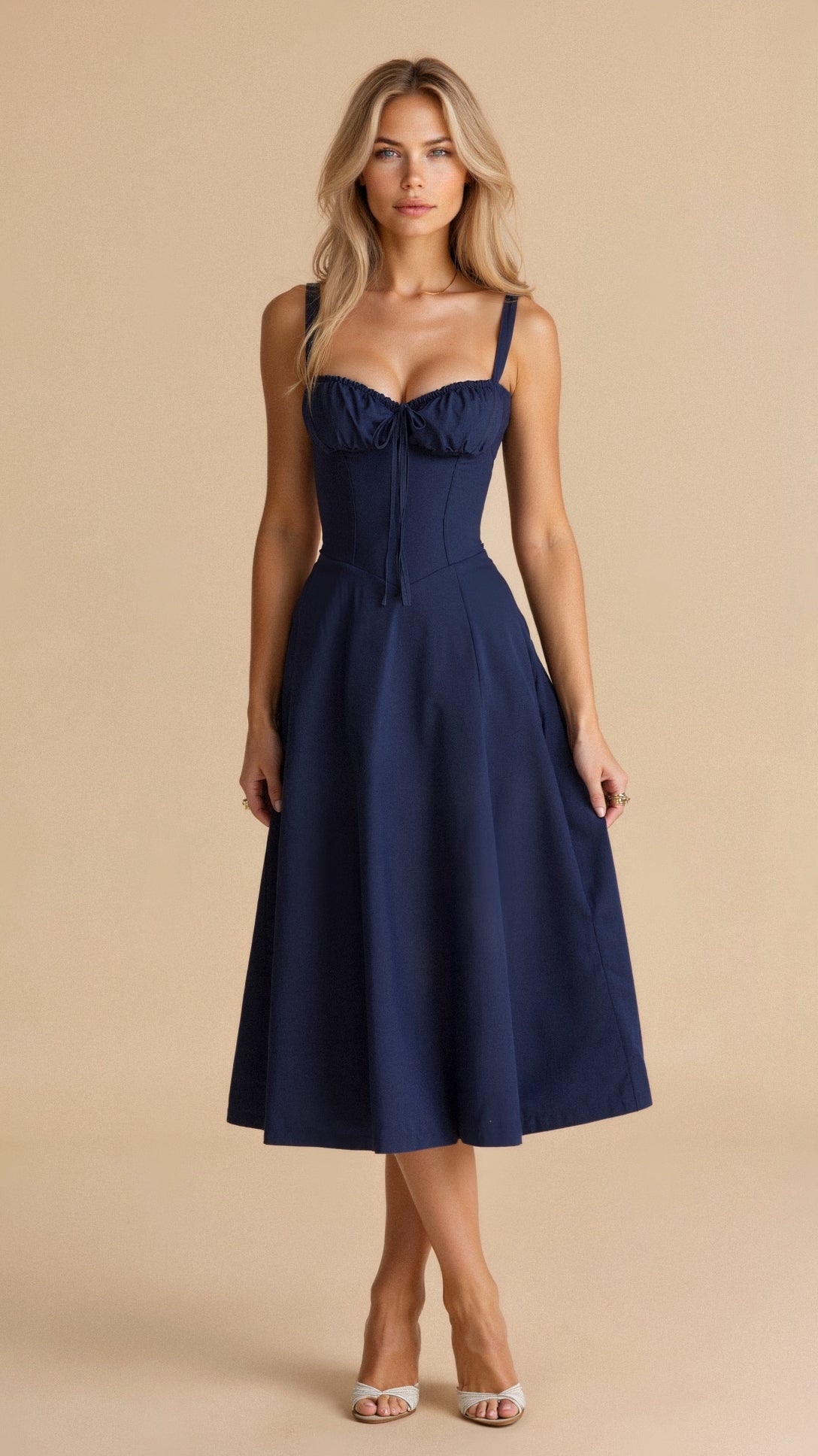 Variant image for Damen Midikleid Schwarz Größe M Baumwolle - Festliches Kleid für Hochzeitsgast-36