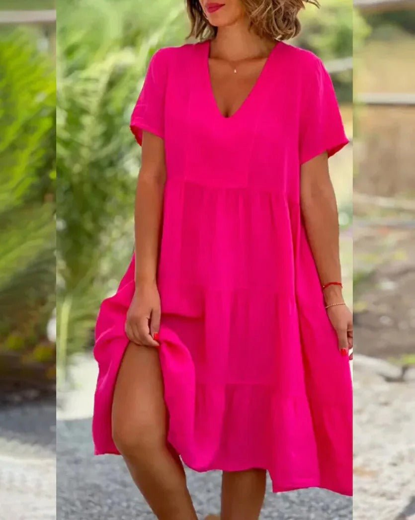 Damen Midikleid Blau Größe M Atmungsaktiv V-Ausschnitt-3