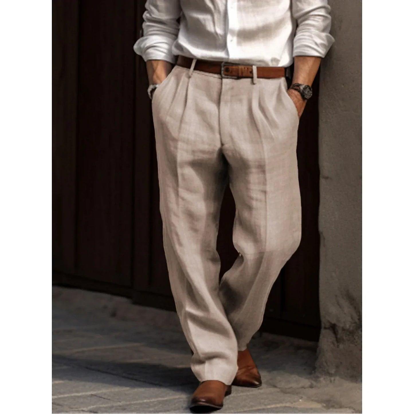 Pleated men's linen trousers | Classic, breathable & versatile