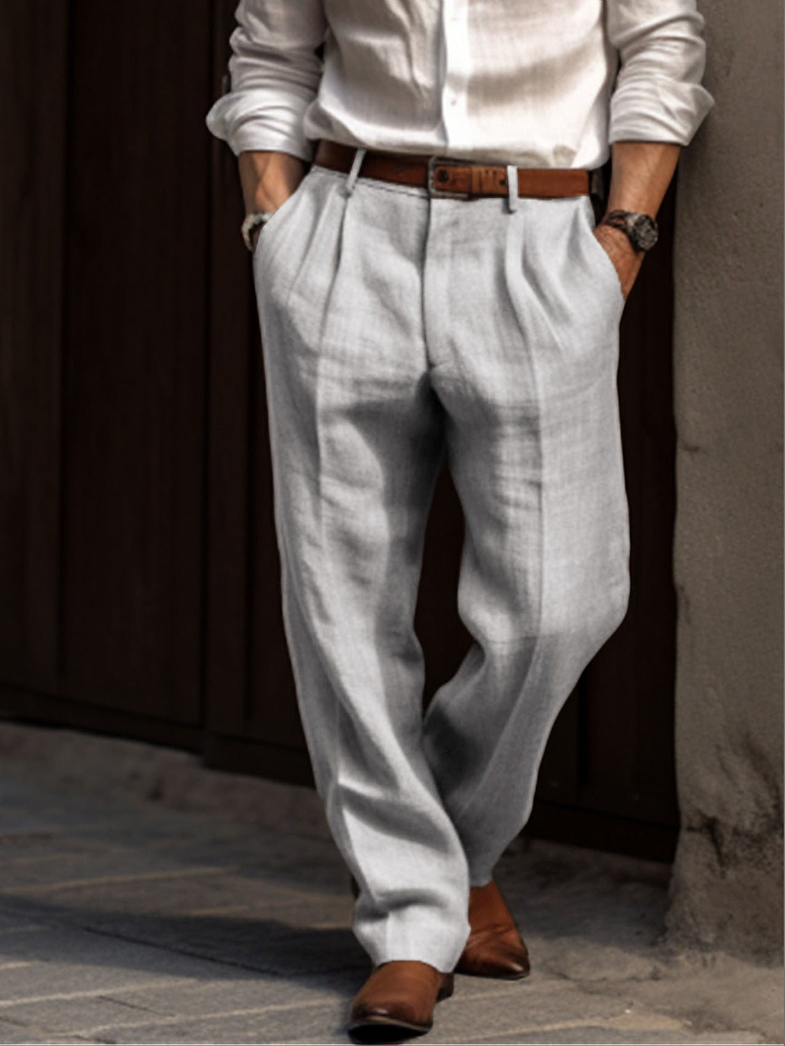 Pleated men's linen trousers | Classic, breathable & versatile