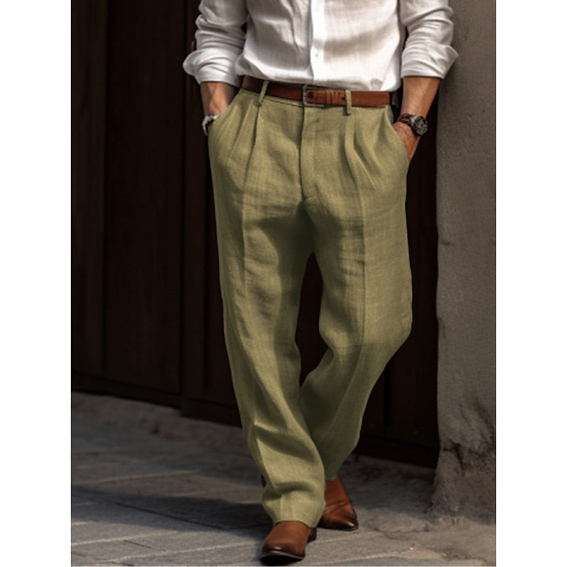 Pleated men's linen trousers | Classic, breathable & versatile