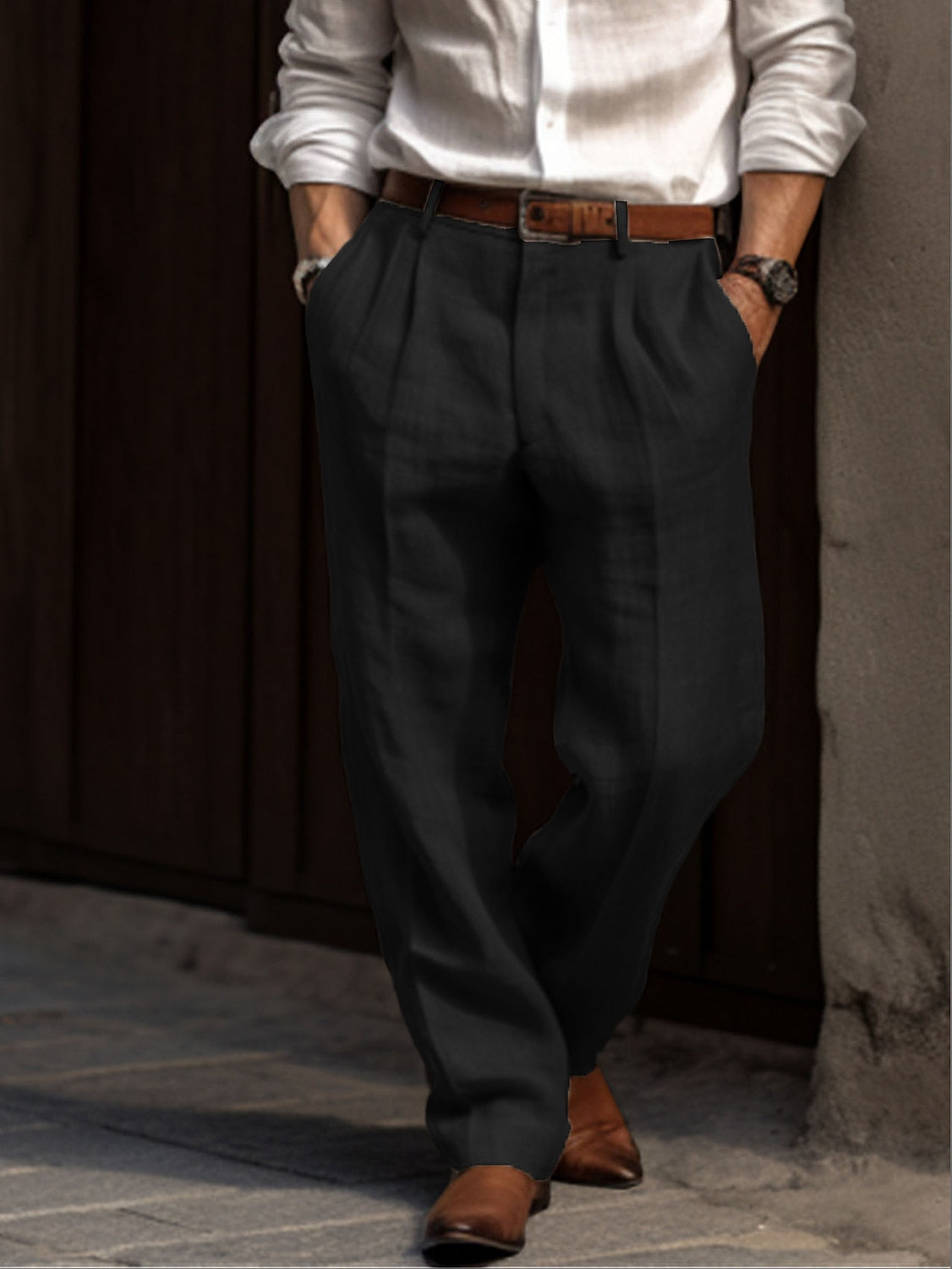 Pleated men's linen trousers | Classic, breathable & versatile