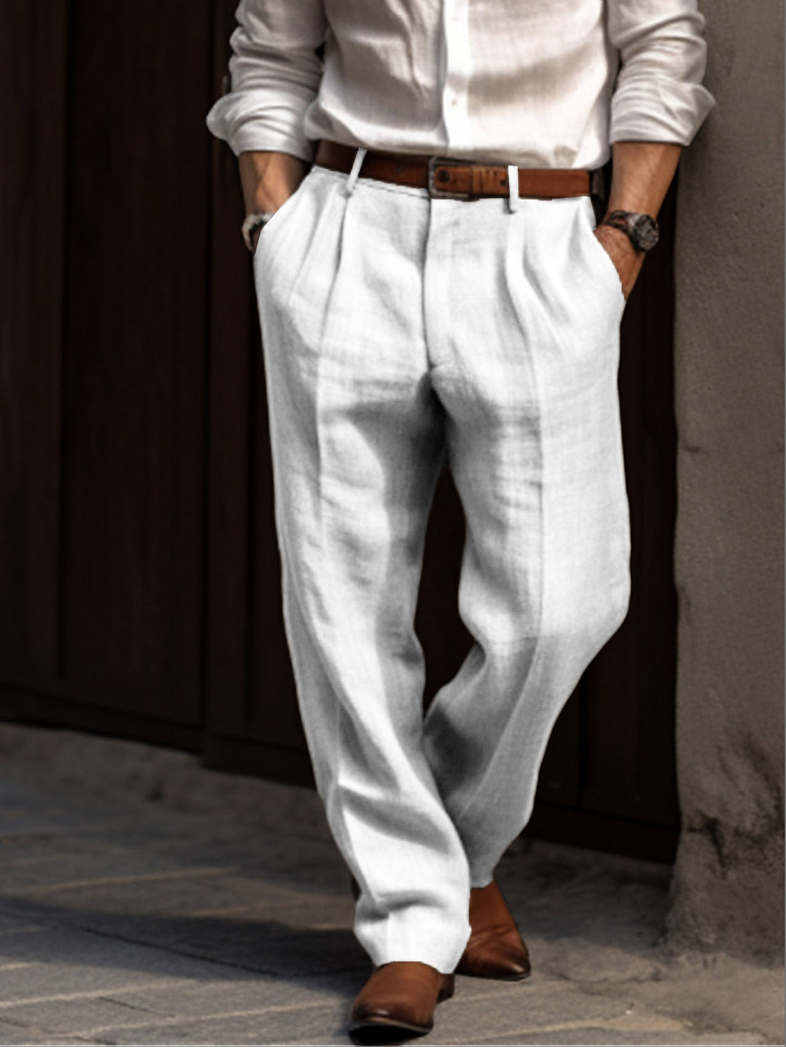 Pleated men's linen trousers | Classic, breathable & versatile