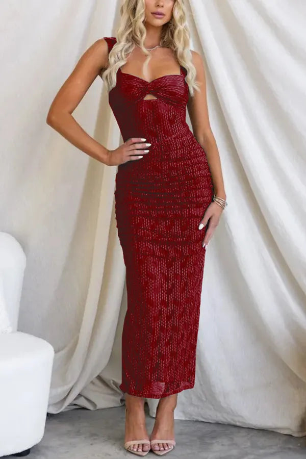 Veronica | Maxi dress made of gathered mesh | Elegant, figure-hugging & stylish