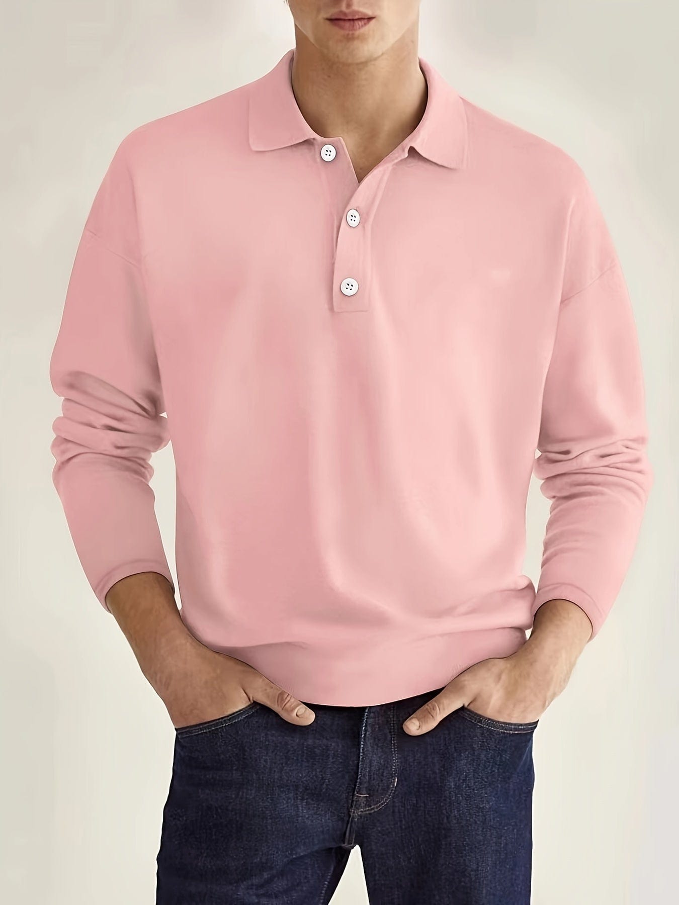 Variant image for Herren Langarm Poloshirt Schwarz Größe M Baumwolle-7
