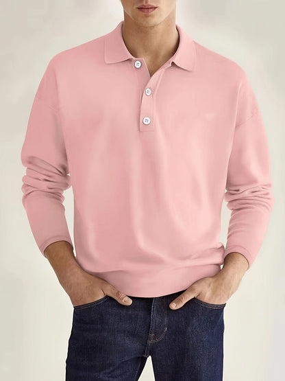 Variant image for Herren Langarm Poloshirt Schwarz Größe M Baumwolle-7