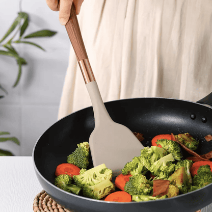 10-teiliges Premium-Silikon-Küchenhelfer Set mit Holzgriffen – Hitzebeständig und Ergonomisch für Moderne Küchenutensilien 4