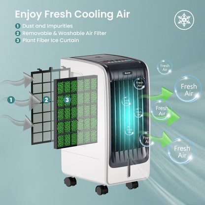 110V Portable Cooling Evaporative Fan with 3-Speed and 8H Timer Function 7