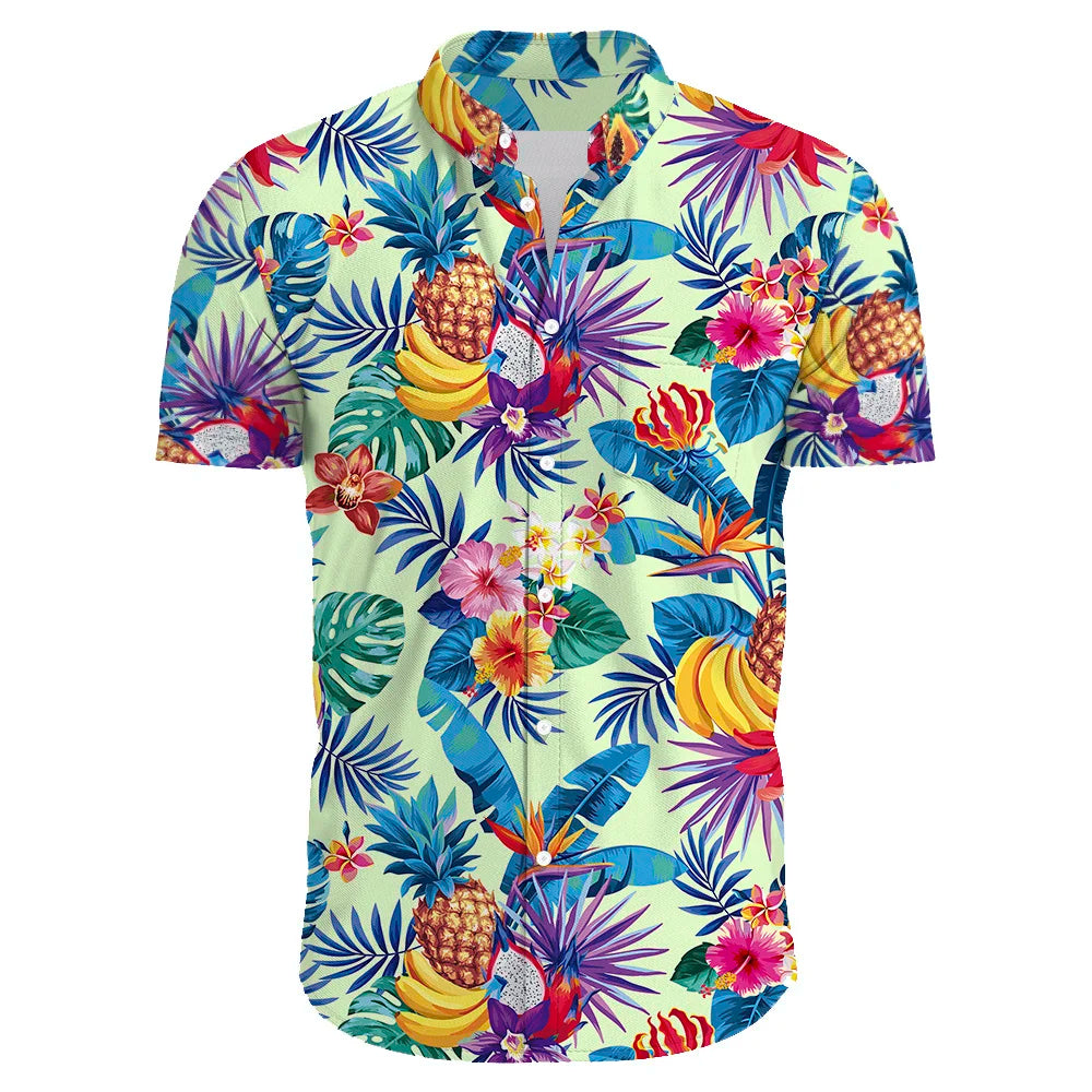 Variant image for Herren Hemd Übergröße Bohemian Blumenmuster Baumwolle Sommer Hemd-43