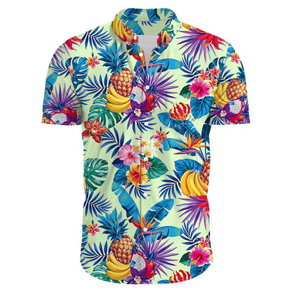 Variant image for Herren Hemd Übergröße Bohemian Blumenmuster Baumwolle Sommer Hemd-43